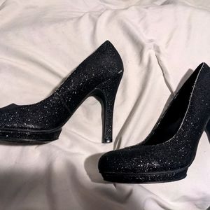 Madden Girl Black Glitter Heels